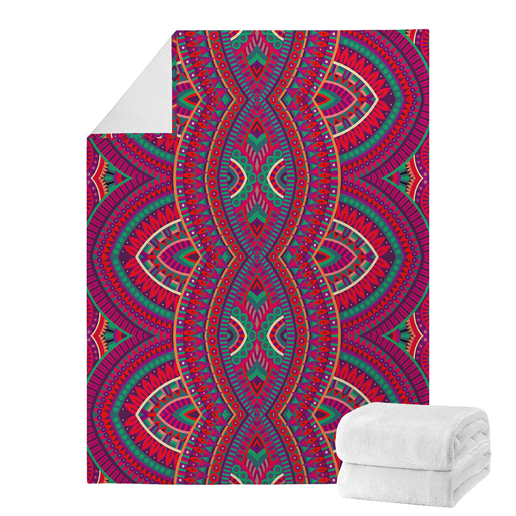 Red Tribal Ethnic Mandala Print Blanket