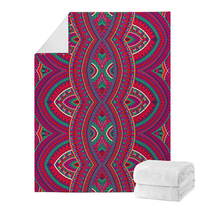 Red Tribal Ethnic Mandala Print Blanket