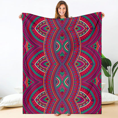 Red Tribal Ethnic Mandala Print Blanket