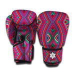 Red Tribal Ethnic Mandala Print Boxing Gloves