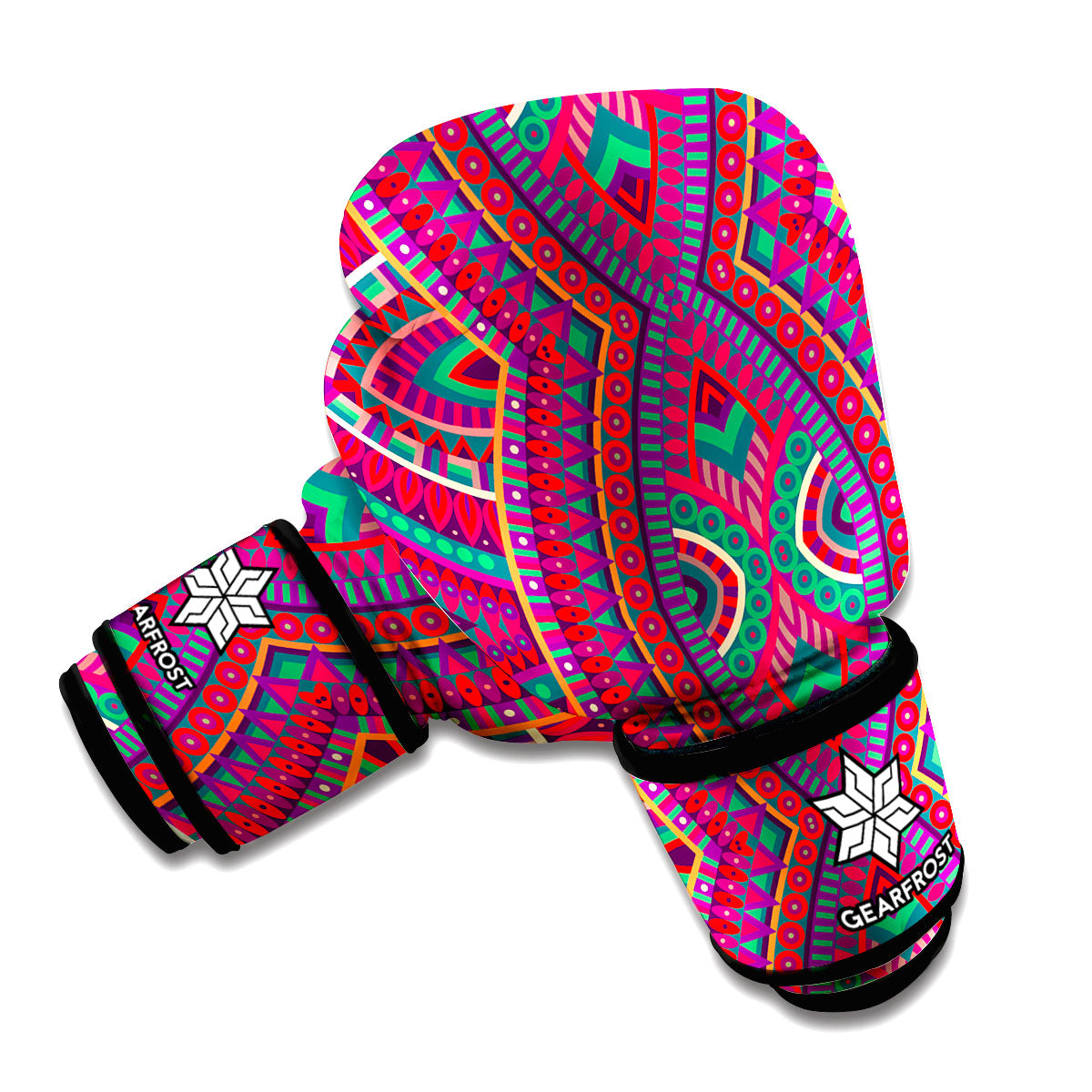 Red Tribal Ethnic Mandala Print Boxing Gloves