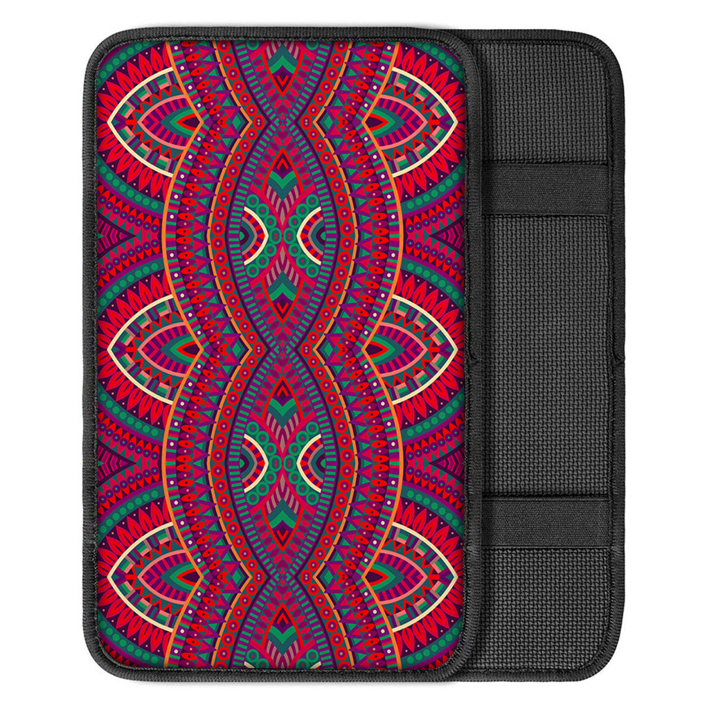 Red Tribal Ethnic Mandala Print Car Center Console Cover
