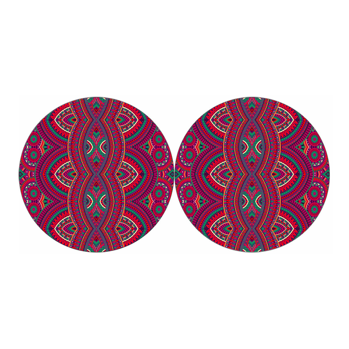 Red Tribal Ethnic Mandala Print Car Coasters