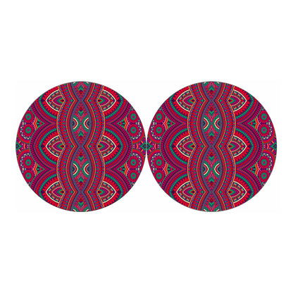 Red Tribal Ethnic Mandala Print Car Coasters