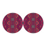 Red Tribal Ethnic Mandala Print Car Coasters