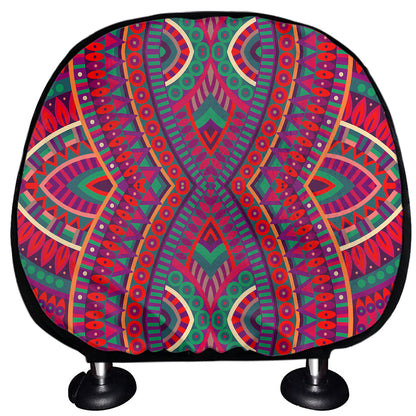 Red Tribal Ethnic Mandala Print Car Headrest Covers