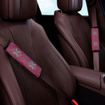 Red Tribal Ethnic Mandala Print Car Seat Belt Covers