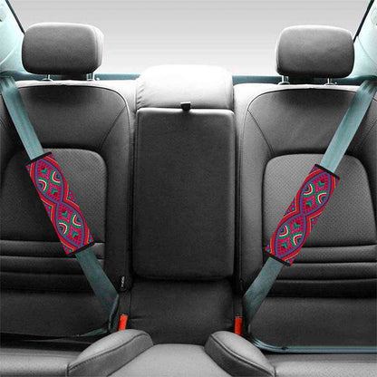 Red Tribal Ethnic Mandala Print Car Seat Belt Covers