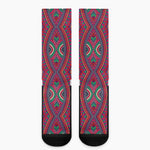 Red Tribal Ethnic Mandala Print Crew Socks