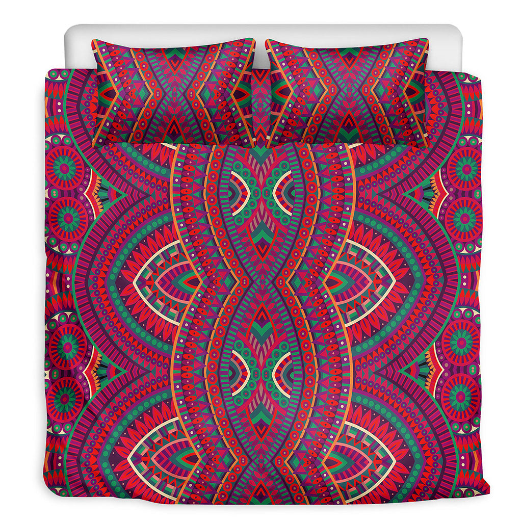 Red Tribal Ethnic Mandala Print Duvet Cover Bedding Set