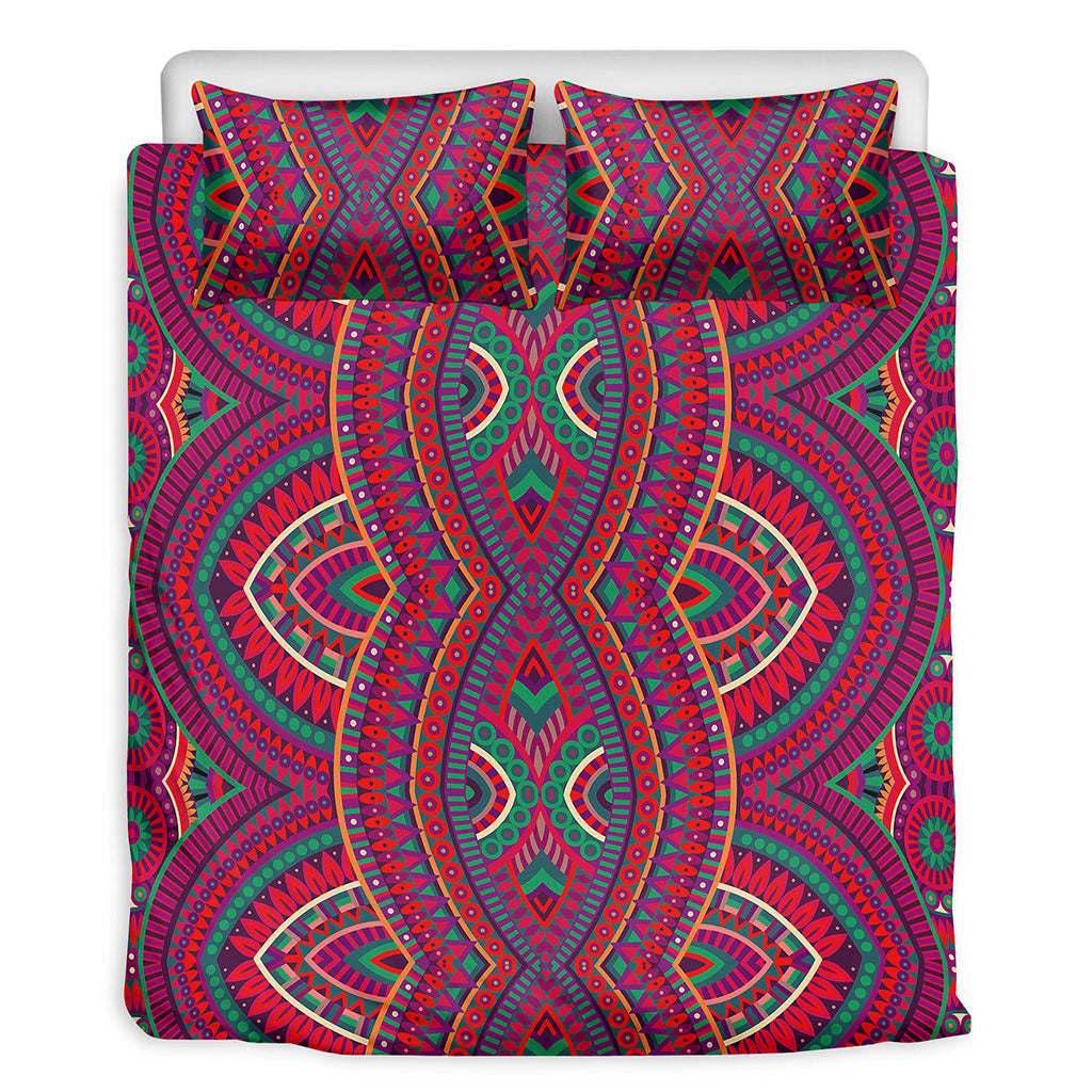 Red Tribal Ethnic Mandala Print Duvet Cover Bedding Set