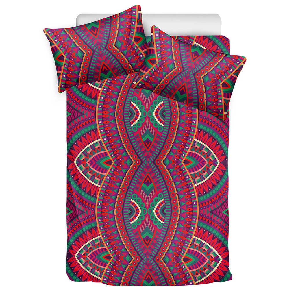 Red Tribal Ethnic Mandala Print Duvet Cover Bedding Set