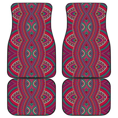 Red Tribal Ethnic Mandala Print Front and Back Car Floor Mats