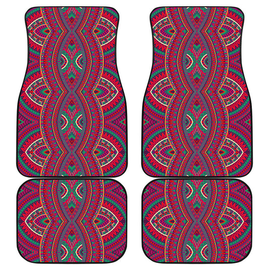 Red Tribal Ethnic Mandala Print Front and Back Car Floor Mats