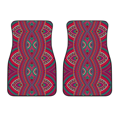 Red Tribal Ethnic Mandala Print Front Car Floor Mats