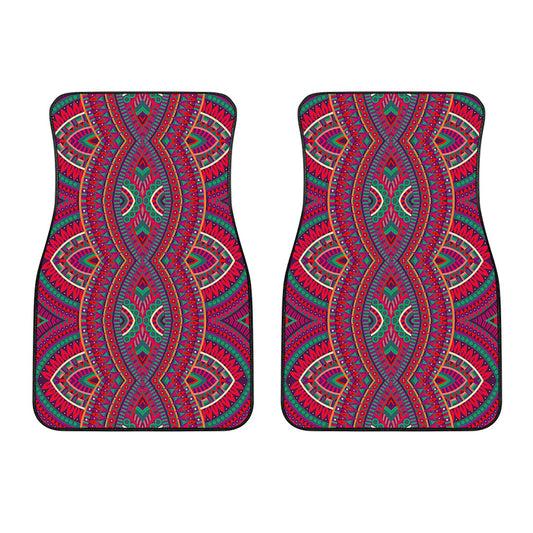 Red Tribal Ethnic Mandala Print Front Car Floor Mats