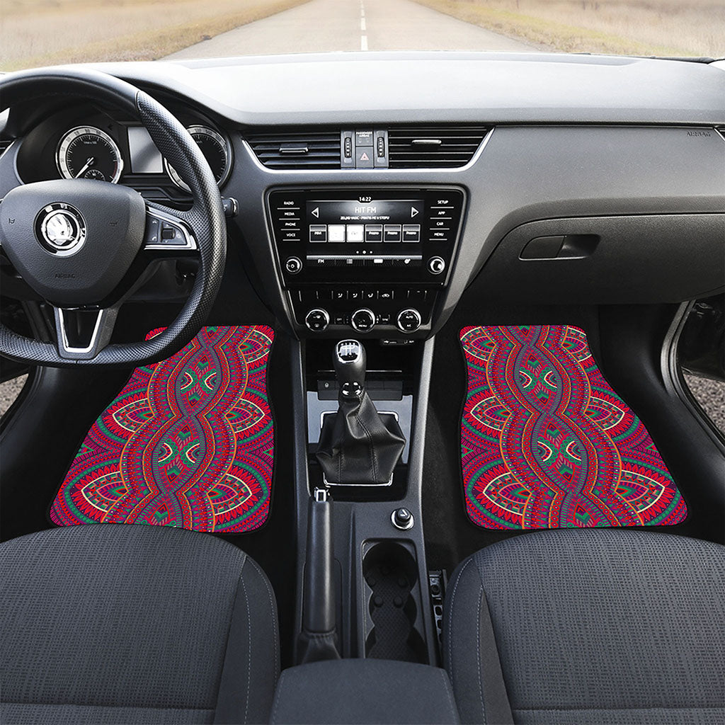 Red Tribal Ethnic Mandala Print Front Car Floor Mats