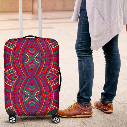 Red Tribal Ethnic Mandala Print Luggage Cover GearFrost