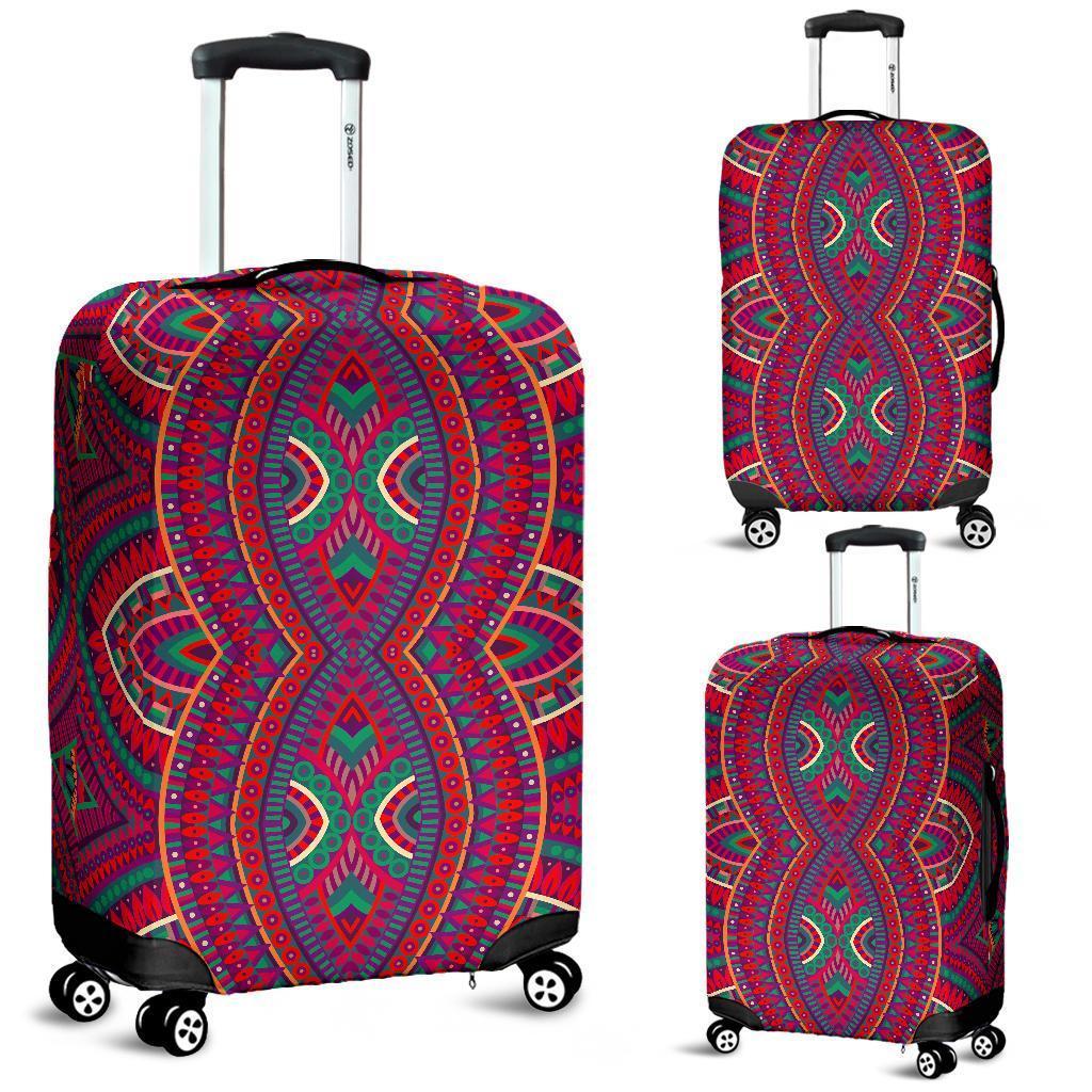 Red Tribal Ethnic Mandala Print Luggage Cover GearFrost