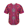 Red Tribal Ethnic Mandala Print Men's Baseball Jersey