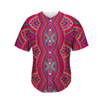 Red Tribal Ethnic Mandala Print Men's Baseball Jersey