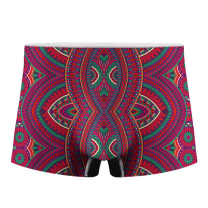 Red Tribal Ethnic Mandala Print Men's Boxer Briefs