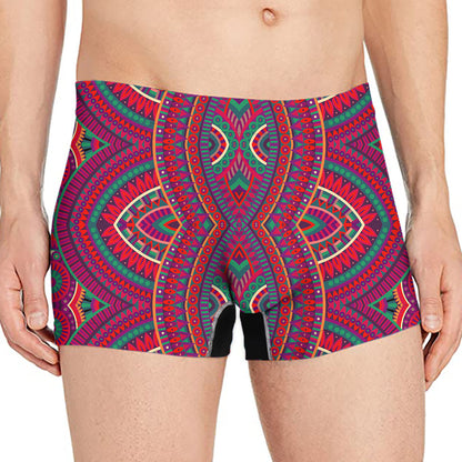 Red Tribal Ethnic Mandala Print Men's Boxer Briefs