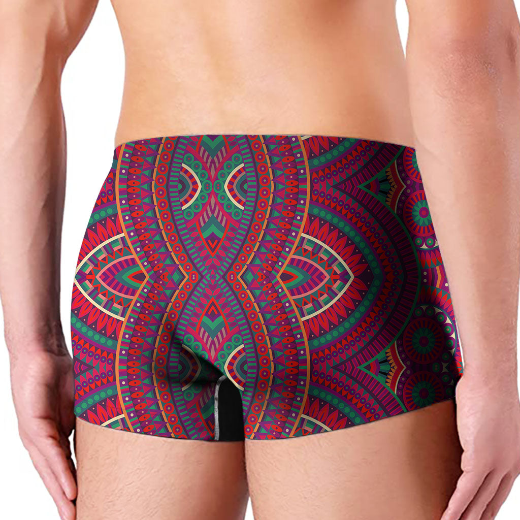 Red Tribal Ethnic Mandala Print Men's Boxer Briefs