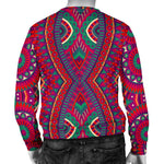 Red Tribal Ethnic Mandala Print Men's Crewneck Sweatshirt GearFrost