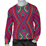 Red Tribal Ethnic Mandala Print Men's Crewneck Sweatshirt GearFrost