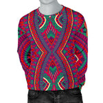 Red Tribal Ethnic Mandala Print Men's Crewneck Sweatshirt GearFrost