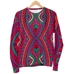 Red Tribal Ethnic Mandala Print Men's Crewneck Sweatshirt GearFrost