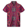 Red Tribal Ethnic Mandala Print Men's Short Sleeve Shirt