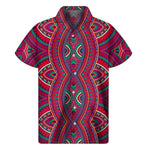 Red Tribal Ethnic Mandala Print Men's Short Sleeve Shirt