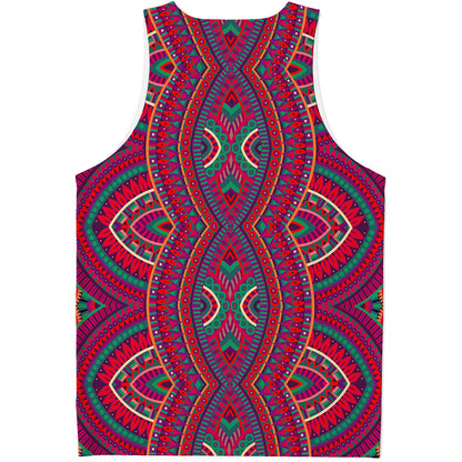 Red Tribal Ethnic Mandala Print Men's Tank Top