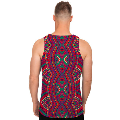 Red Tribal Ethnic Mandala Print Men's Tank Top