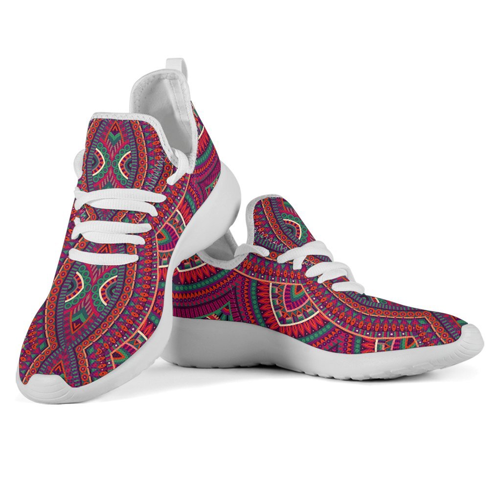 Red Tribal Ethnic Mandala Print Mesh Knit Shoes GearFrost