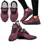 Red Tribal Ethnic Mandala Print Mesh Knit Shoes GearFrost