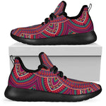 Red Tribal Ethnic Mandala Print Mesh Knit Shoes GearFrost
