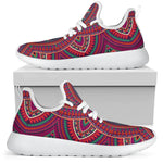 Red Tribal Ethnic Mandala Print Mesh Knit Shoes GearFrost
