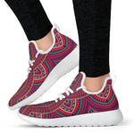 Red Tribal Ethnic Mandala Print Mesh Knit Shoes GearFrost