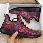 Red Tribal Ethnic Mandala Print Mesh Knit Shoes GearFrost