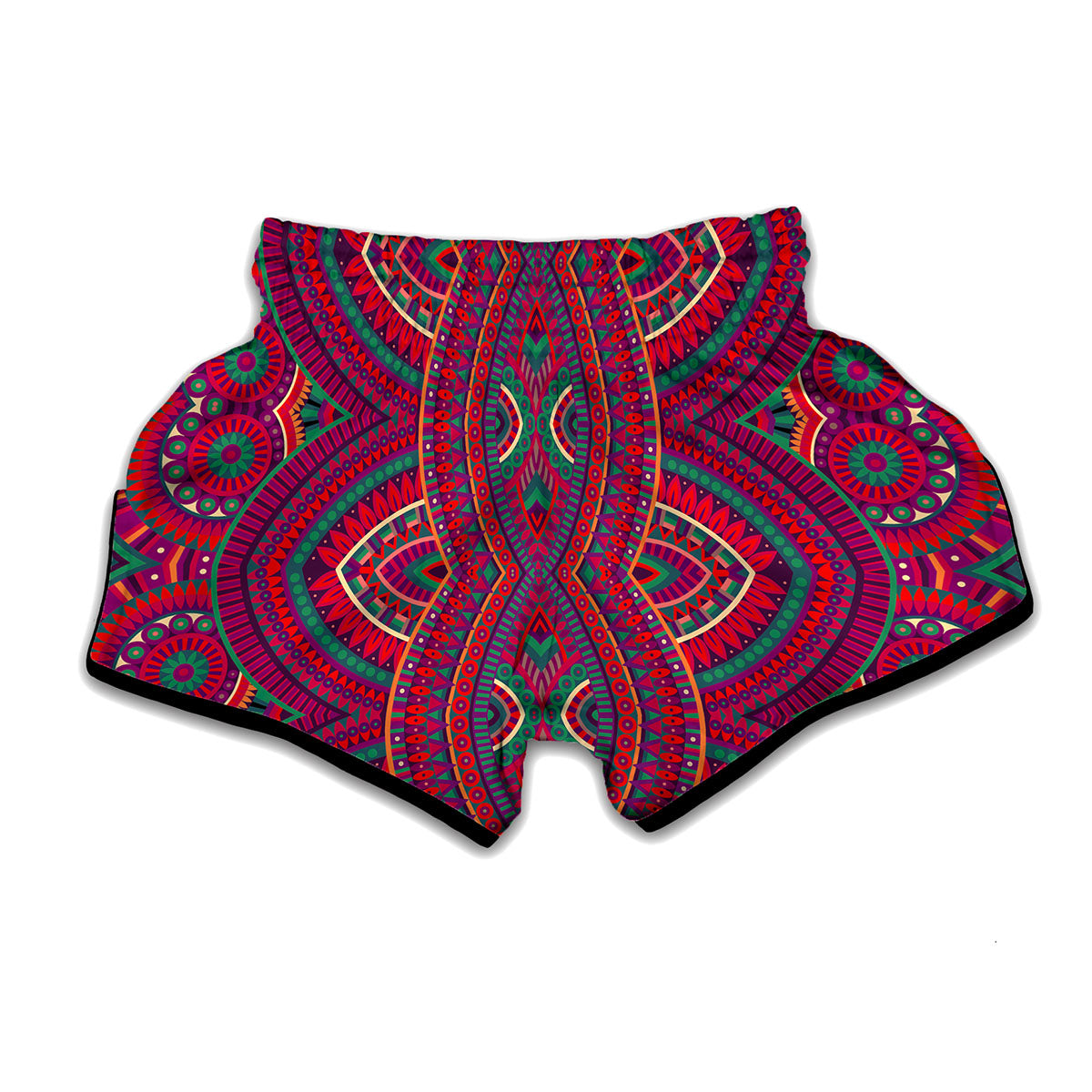 Red Tribal Ethnic Mandala Print Muay Thai Boxing Shorts