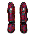 Red Tribal Ethnic Mandala Print Muay Thai Shin Guards