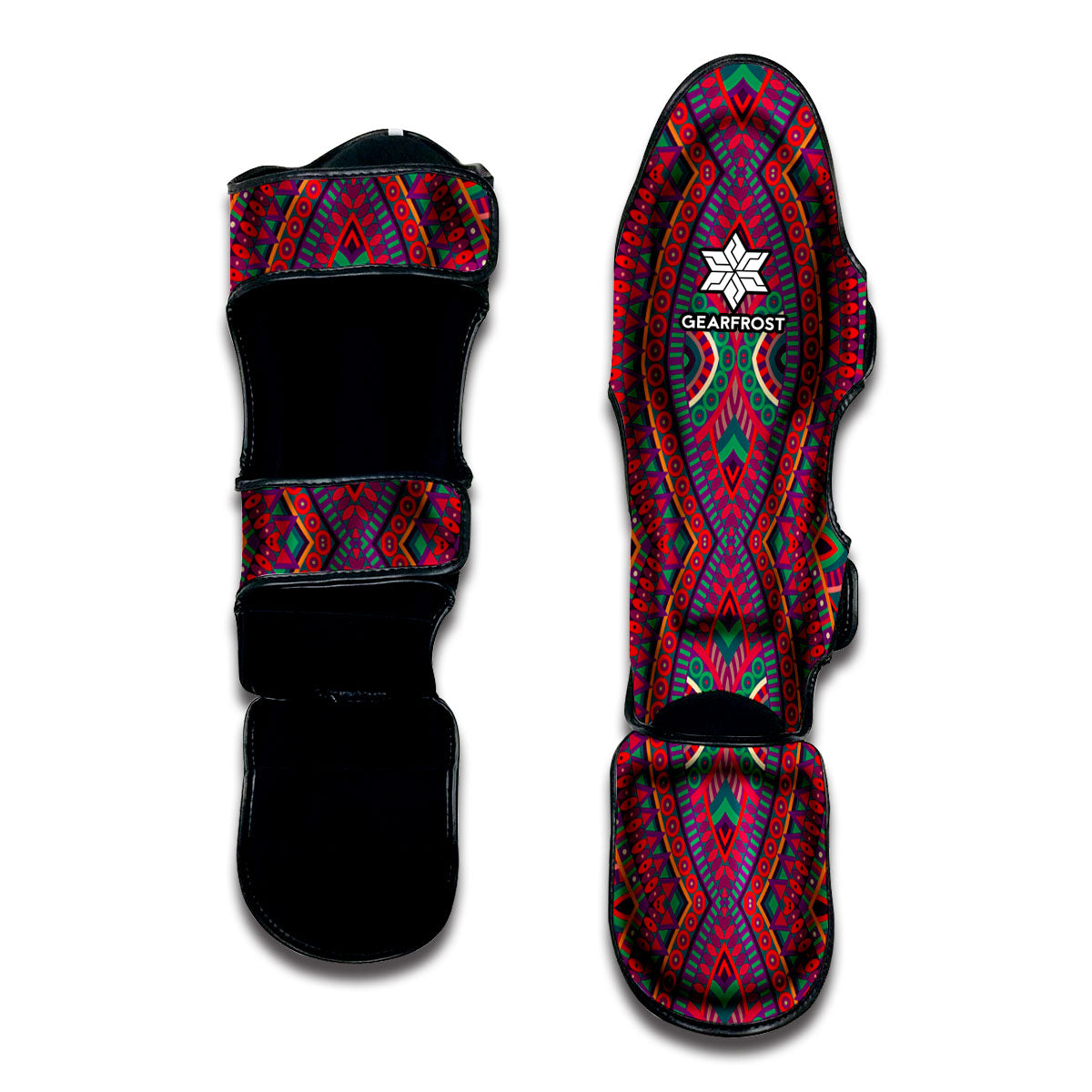 Red Tribal Ethnic Mandala Print Muay Thai Shin Guard