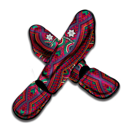 Red Tribal Ethnic Mandala Print Muay Thai Shin Guard