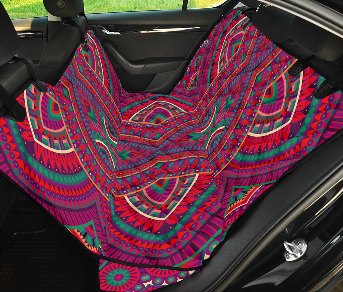 Red Tribal Ethnic Mandala Print Pet Car Back Seat Cover