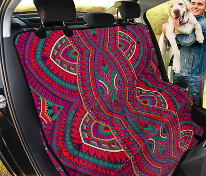 Red Tribal Ethnic Mandala Print Pet Car Back Seat Cover