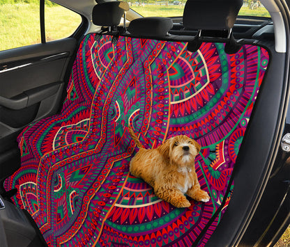 Red Tribal Ethnic Mandala Print Pet Car Back Seat Cover