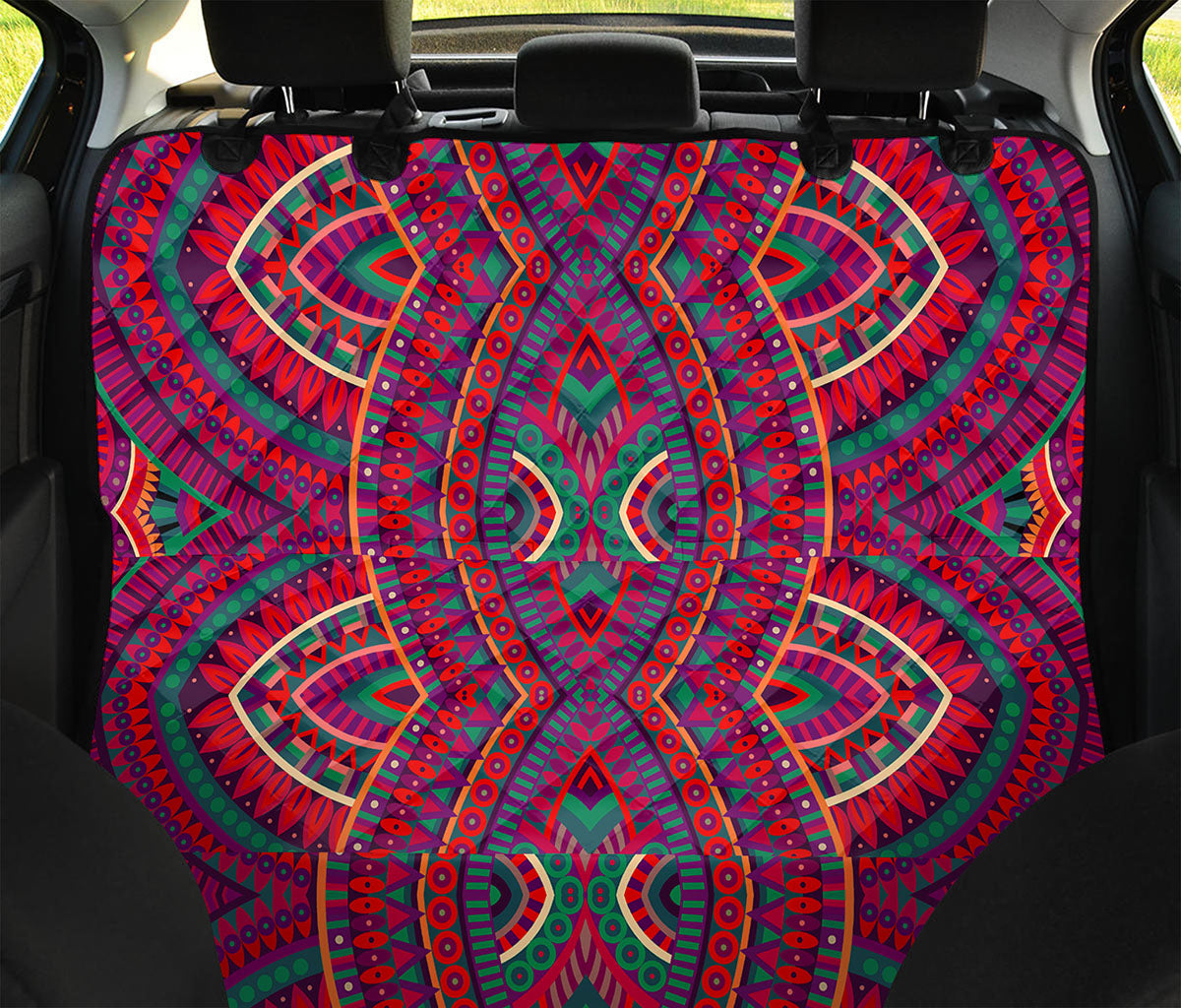 Red Tribal Ethnic Mandala Print Pet Car Back Seat Cover